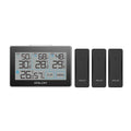 BALDR Digital Wireless Weather Station with 3 Remote Sensors, Real-Time Humidity Meter and Temperature Tracker with LCD, Display Built-in Stand and Hanging Slot, 262 ft Max Distance - Black