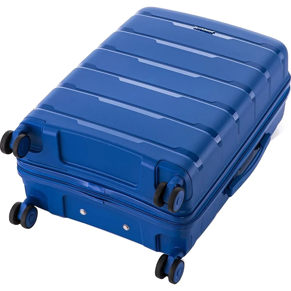 Rockland Pasadena Hardside Spinner Wheel Luggage, Blue, 19", 23", 27"- (Open Box)