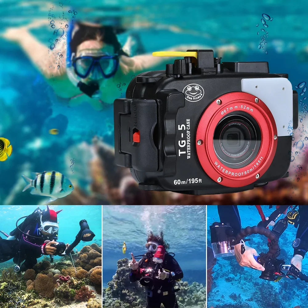 Sea frogs Liquid Camera Housing, Fluid Diving Case for Olympus TG-5, 60m/195ft Protective Shell