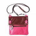 Italian Artisan Brigit Womens Luxury Shoulder Bag in Soft Genuine Calf Leather Handbag, Fuchsia & Brown