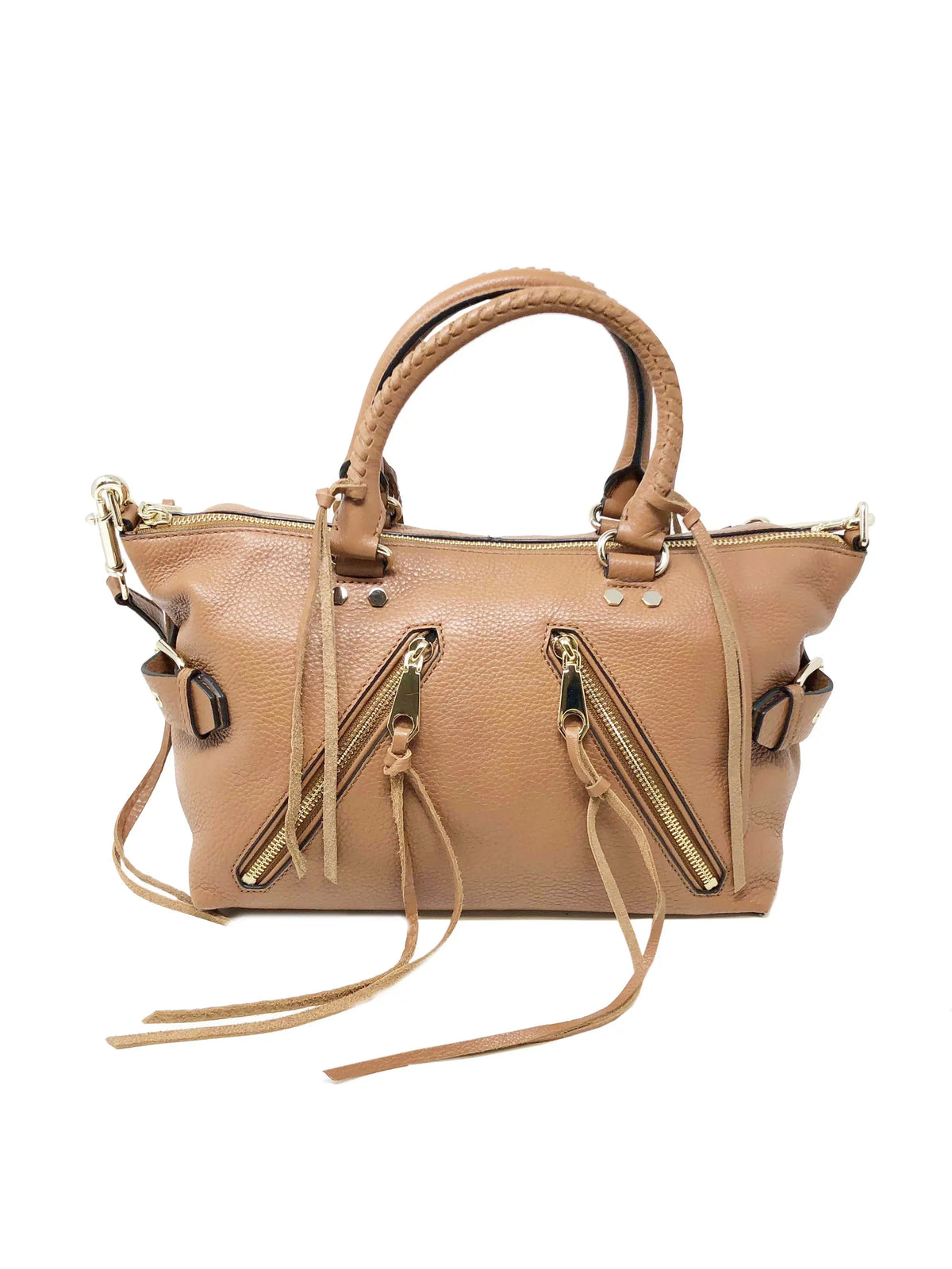 Rebecca Minkoff Moto Almond Brown Leather Satchel Ladies Tote Purse HF16LMOS26