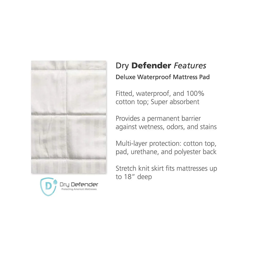 Dry Defender Sateen Cotton Top Fluid Mattress Pad - Twin Size