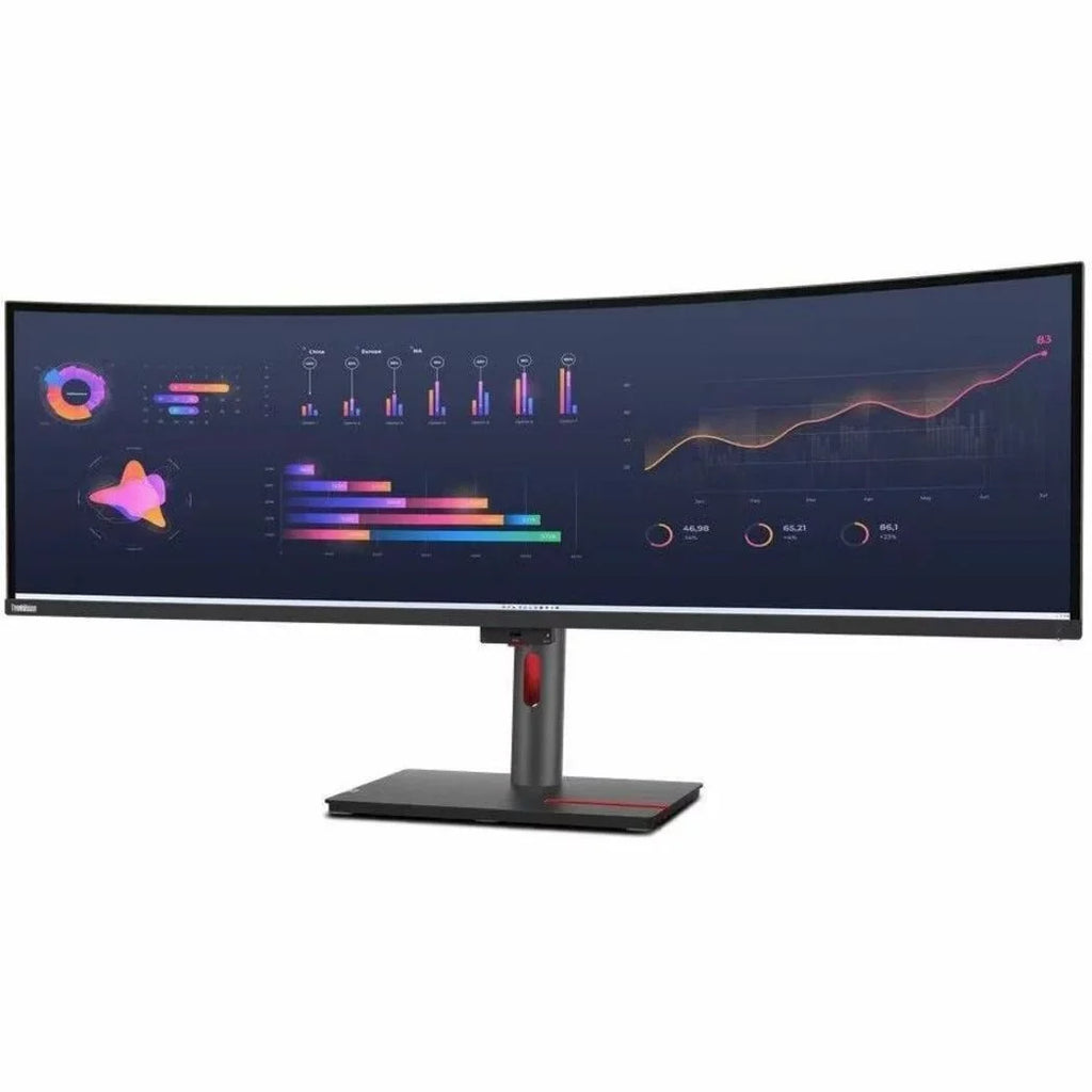 ThinkVision 49\" 5120 x 1440 LED Cable Lock Slot, Anti-glare Curved Monitor, Raven Black, P49W-30