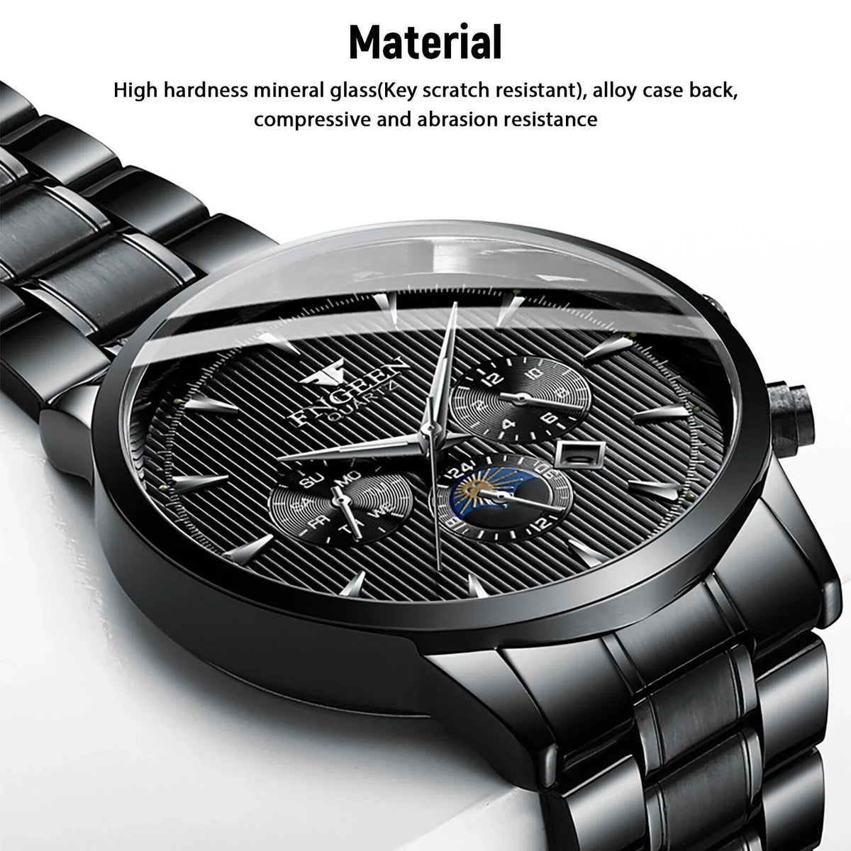 Fluid Men's Watch Relojes De Hombre Stainless Steel Quartz Classic Luminous