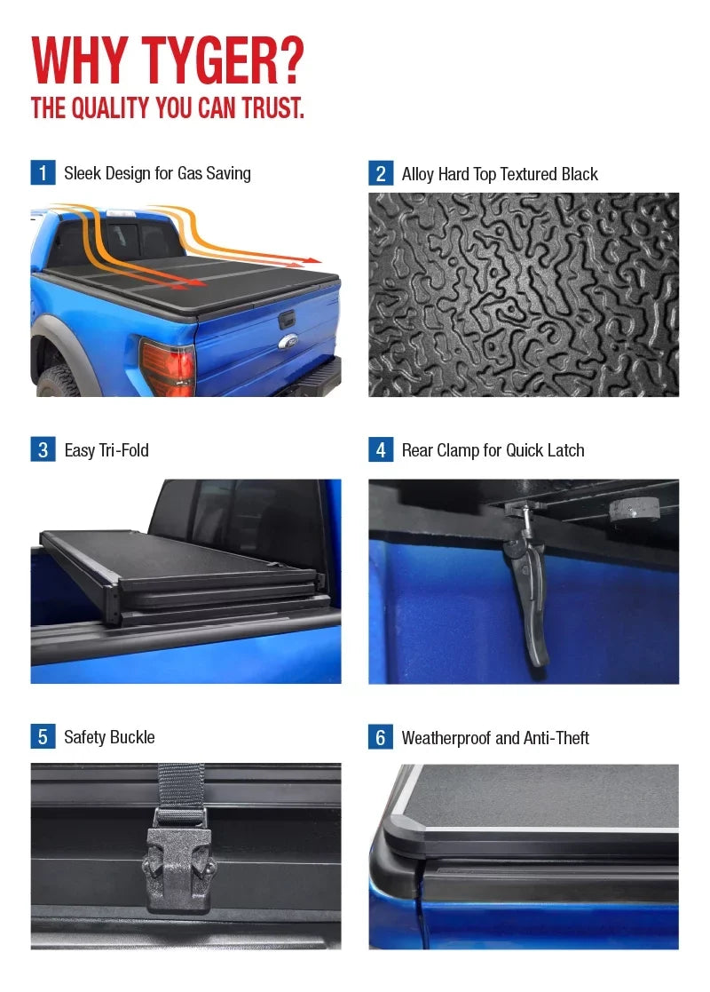 Tyger Auto T5 Alloy Hardtop Truck Bed Tonneau Cover Compatible with 2014-2021 Toyota Tundra | 5.5' Bed | TG-BC5T3432 | Aluminum