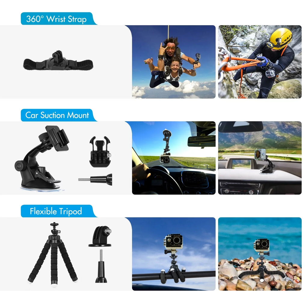 Anself Action Accessories Kit Sports Accessories Set with Liquid Housing Silicone Protective Case Selfie Stick Various Mount Bracket and More Replacement for GoPro Hero 109 Black with