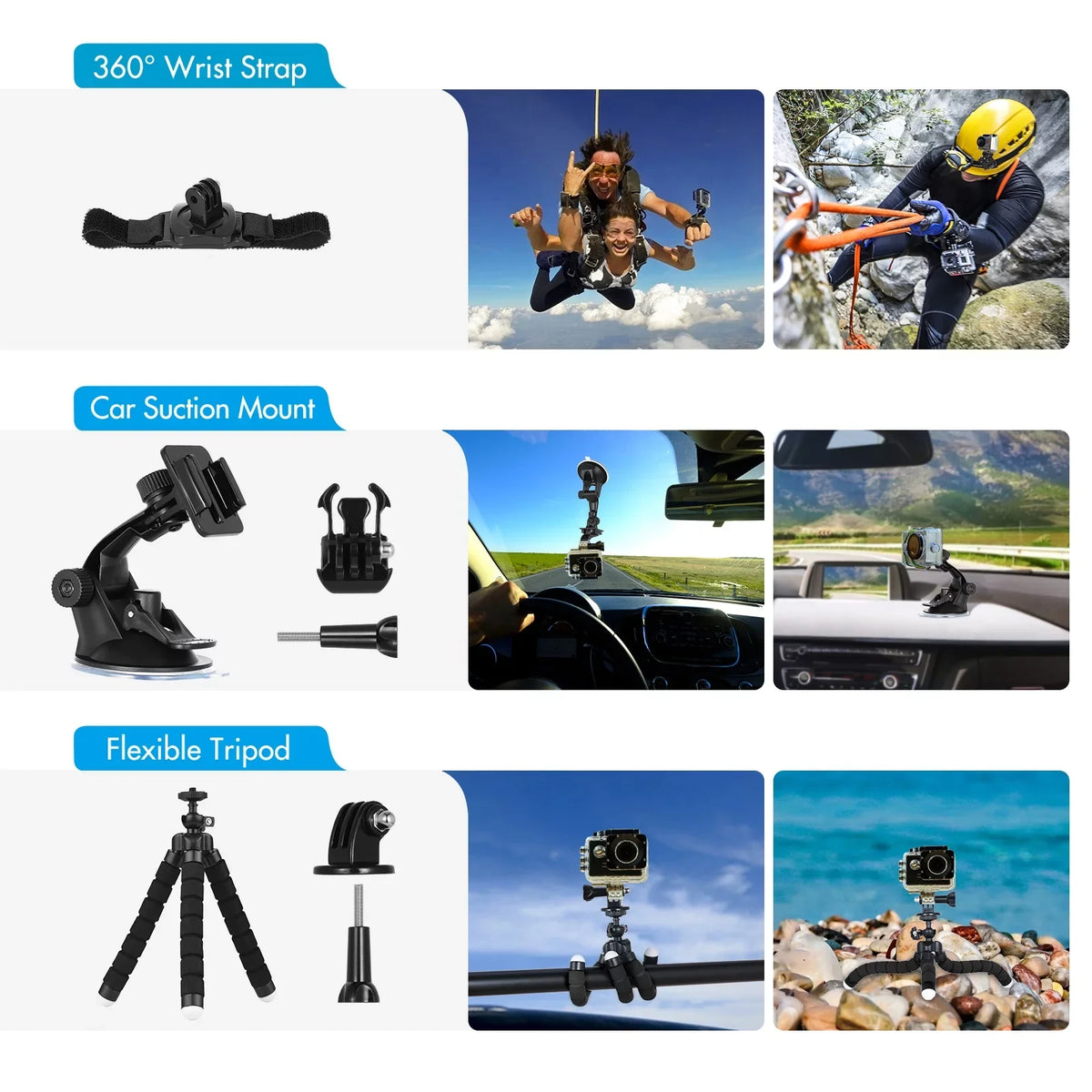 Anself Action Accessories Kit Sports Accessories Set with Liquid Housing Silicone Protective Case Selfie Stick Various Mount Bracket and More Replacement for GoPro Hero 109 Black with