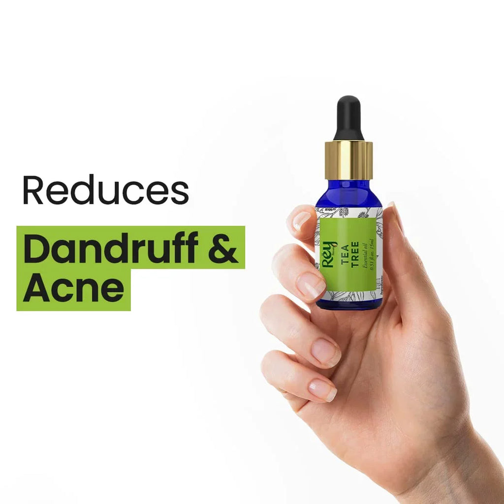 Rey Naturals Tea Tree Oil | Tea Tree Essential Oil for Hair, Skin and Face Care - 100% Pure Tea Tree Oil for Dandruff, Acne, Aromatherapy, Stress, and
