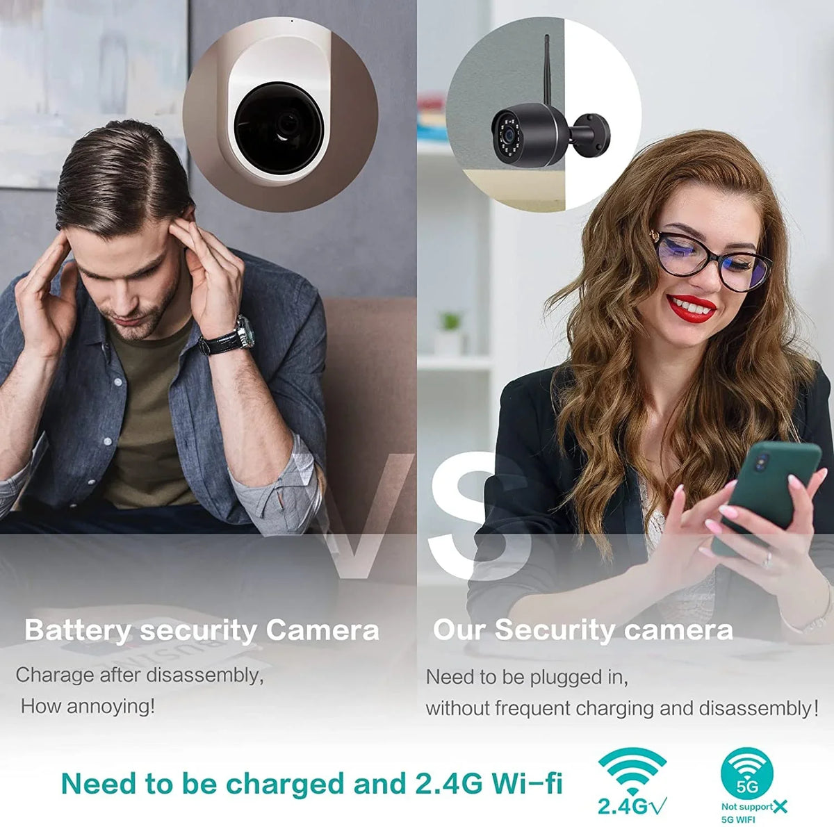 Security Cameras, 2 Pack 1080P WiFi Full Metal Case Cameras for Home Security Outdoor Fluid Bullet Camera Two-Way Audio, Motion Detection Alert, SD Card Cloud, Compatible with Alexa