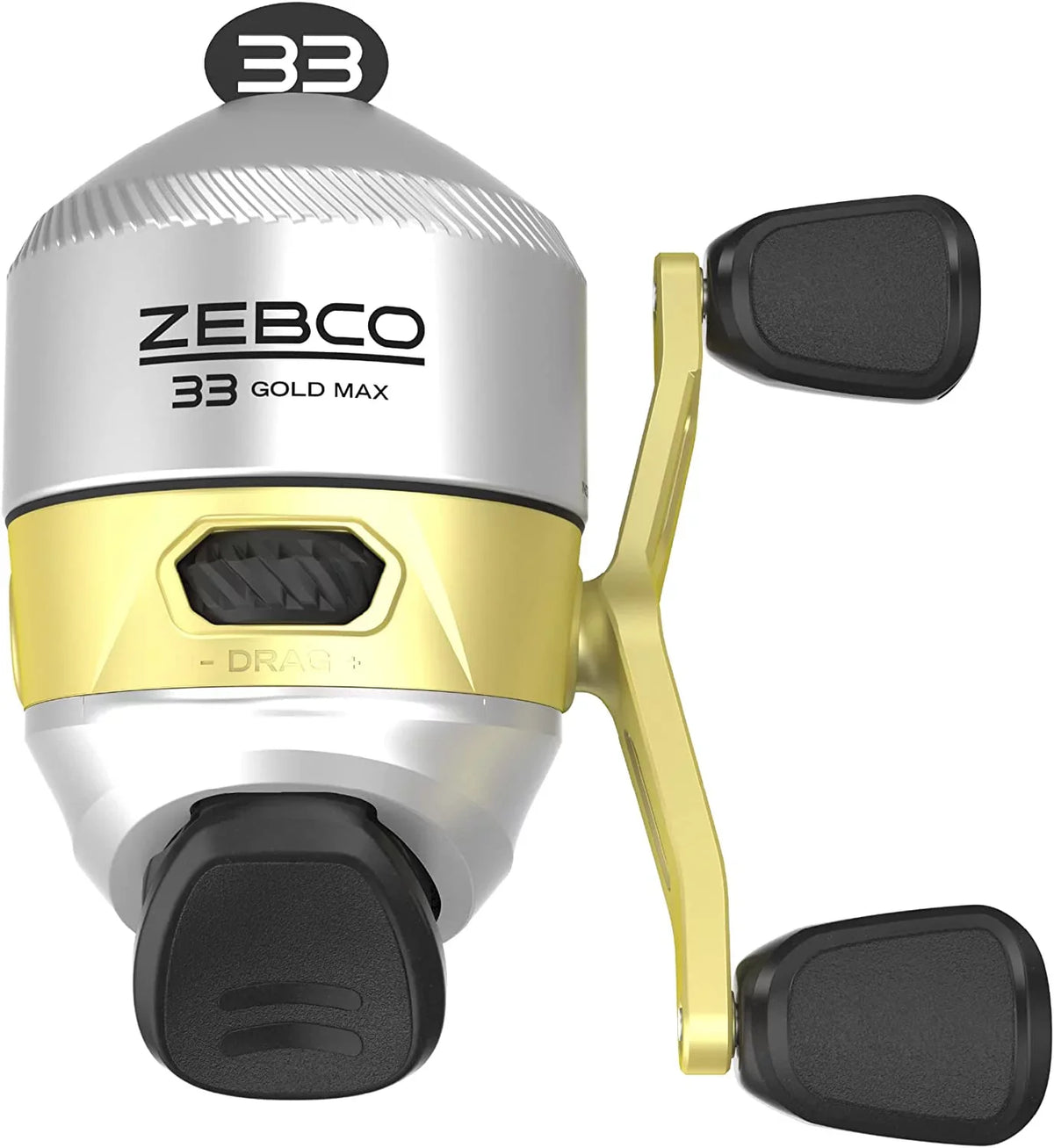 Zebco 33 MAX Gold Spincast Fishing Reel, 2+1 Bearings with a Smooth and Powerful 2.6:1 Gear Ratio and Instant Anti-Reverse, Lightweight Graphite Frame and a MicroFine Dial-Adjustable Drag, Silver/Gold
