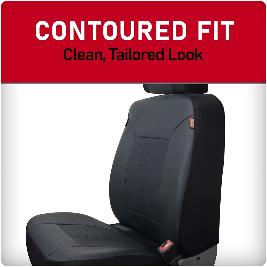 Genuine Dickies 3-Piece Black Petersen Vegan Leather Car Seat Covers, 43645WDI