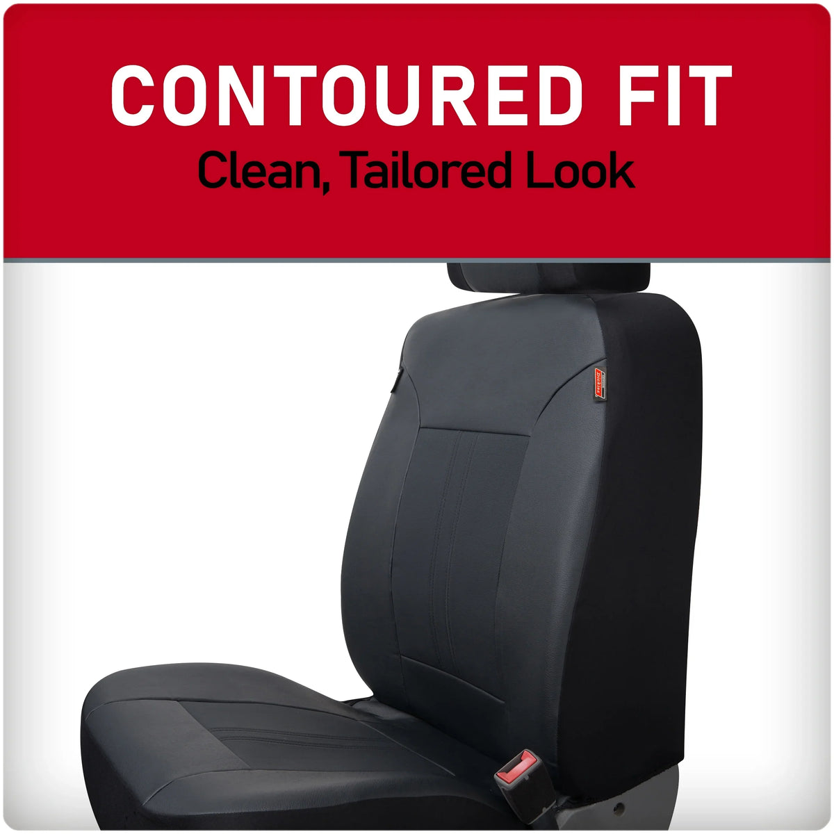 Genuine Dickies 3-Piece Black Petersen Vegan Leather Car Seat Covers, 43645WDI