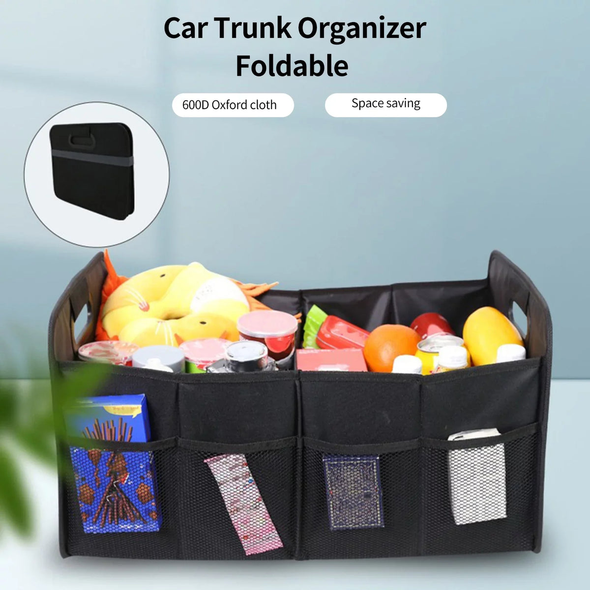 Andoer Car Trunk Organizer Car Trunk Storage Box Automotive Cargo Organizer Oxford Cloth Folding Car Storage Box 55L