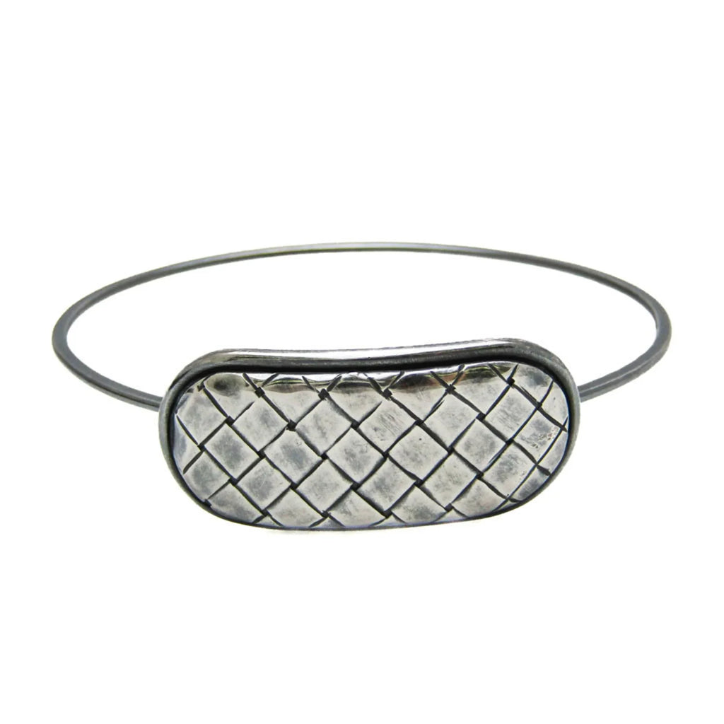 Pre-Owned Bottega Veneta Intrecciato Plate Silver 925 Bangle Silver (Good)