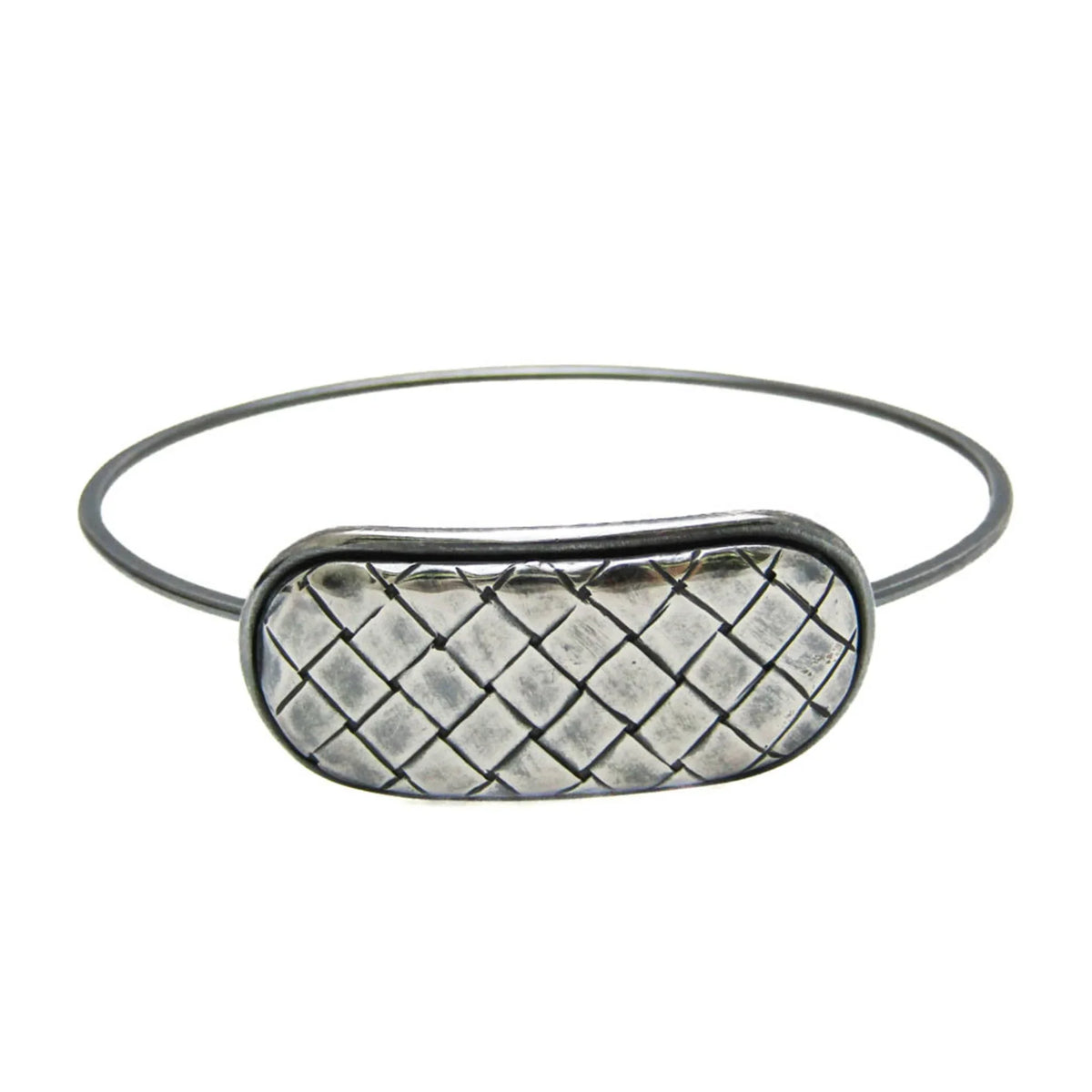 Pre-Owned Bottega Veneta Intrecciato Plate Silver 925 Bangle Silver (Good)