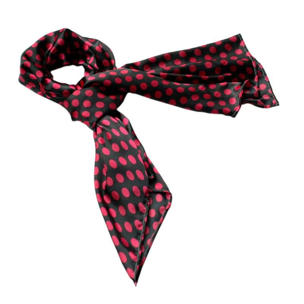 Blancho Red Spots & Black Base Lovely Super Soft Silk Scarf/Wrap/Shawl(Small)