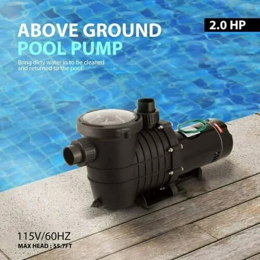 2.0HP Swimming Pool Pump Motor w/Strainer Filter In/Above Ground 7080GPH