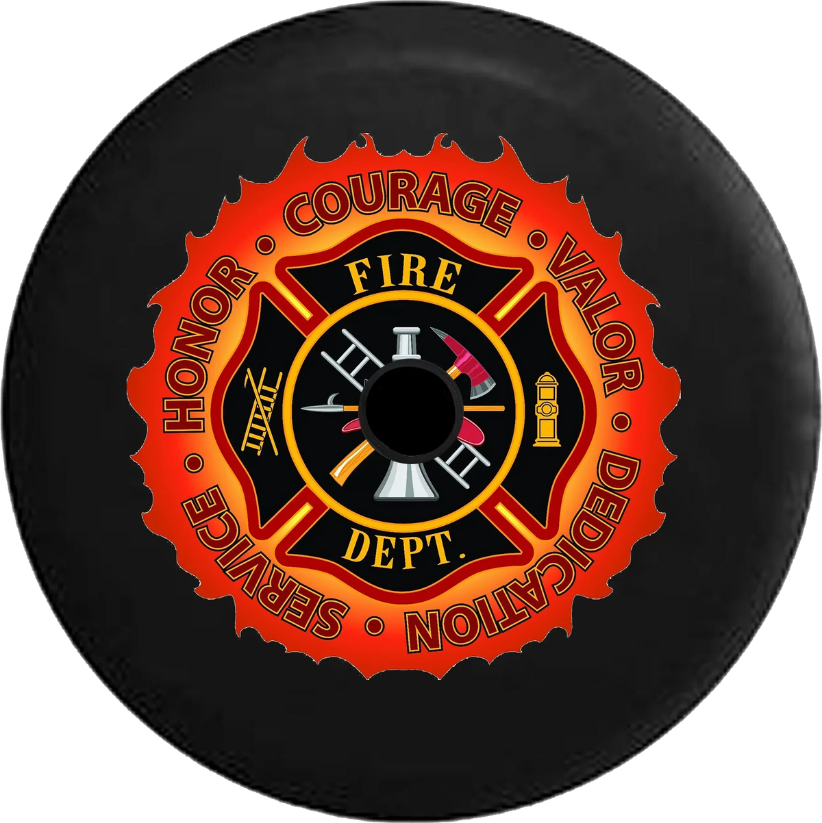 2018 2019 Wrangler JL Backup Camera Fire Department Courage Honor Valor Service Red Line Spare Tire Cover for Jeep RV 32 Inch
