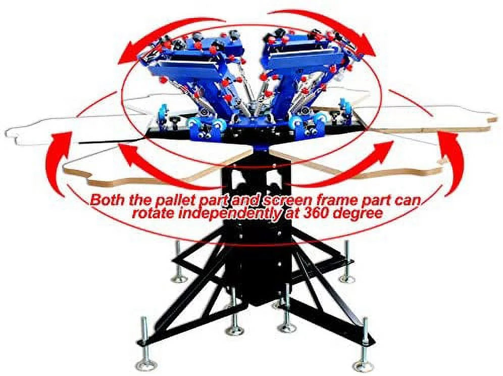 INTBUYING Double Rotary Manual 6 Color 6 Station Display Printing Press Machine Printer Micro-Registration Equipment DIY T-Shirt