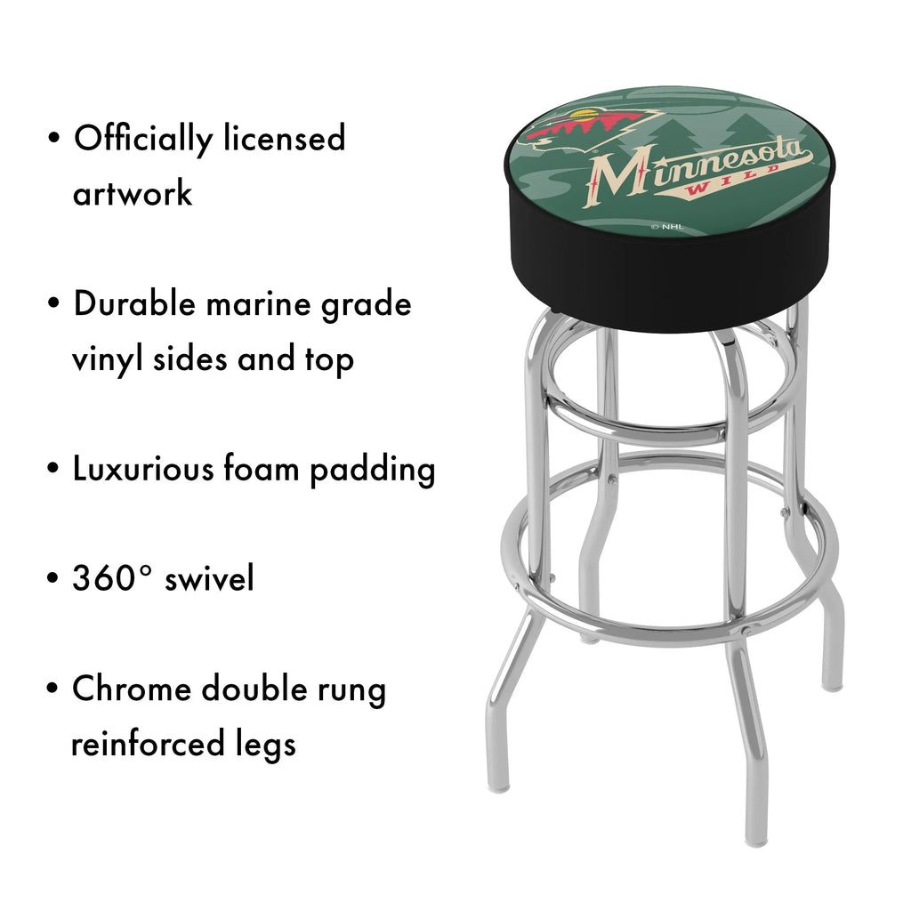Trademark Gameroom Minnesota Wild Fluid Bar Stool with Padded Seat