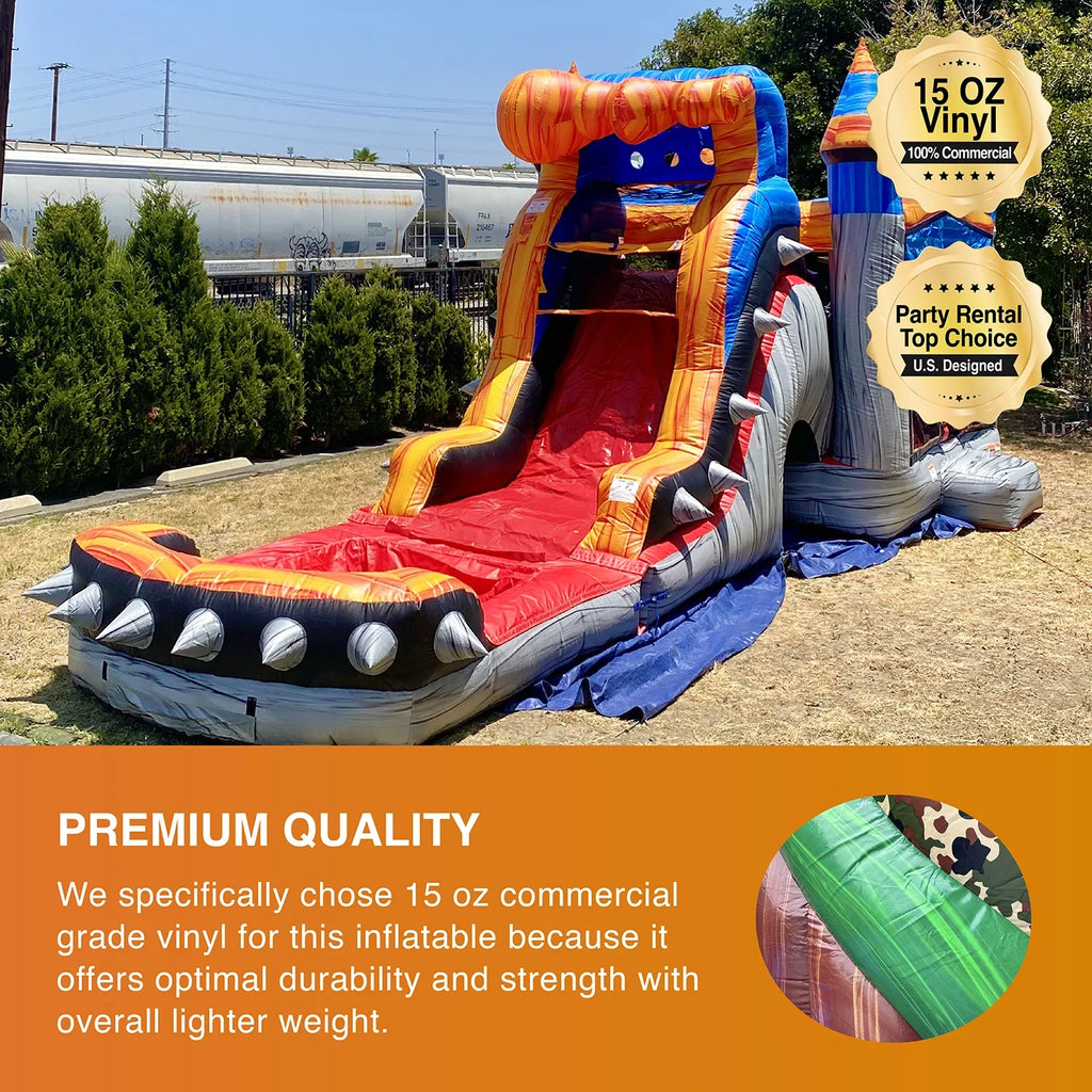JumpOrange Titan Rocker Outdoor Commercial Grade Inflatable Bounce House Fluid Slide with Splash Pool for Kids and Adults with Blower