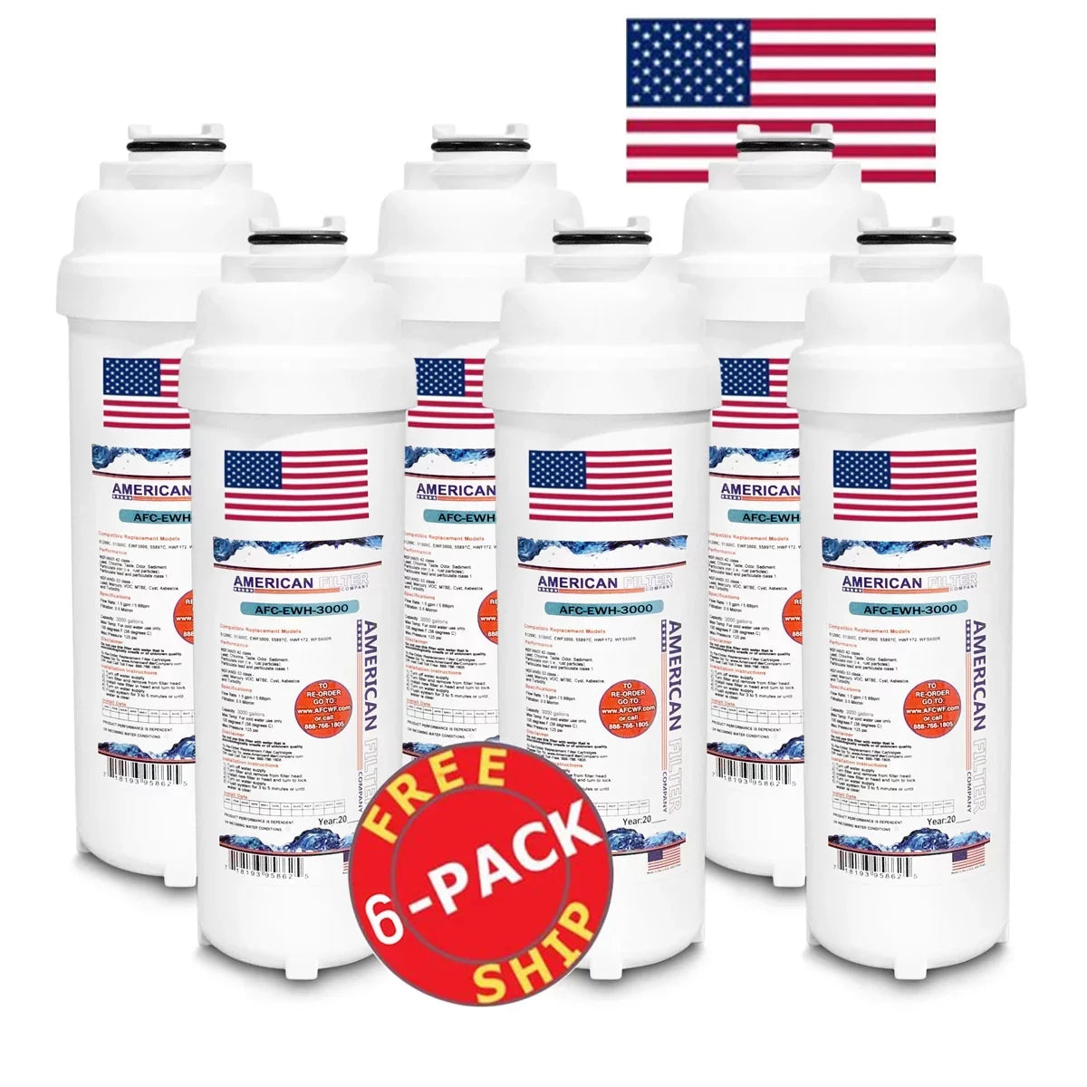 AFC Brand , Liquid Filters , Model # AFC-EWH-3000 , Compatible with Liquid LRPBGRNM8K - 6 Pack - Made in U.S.A.