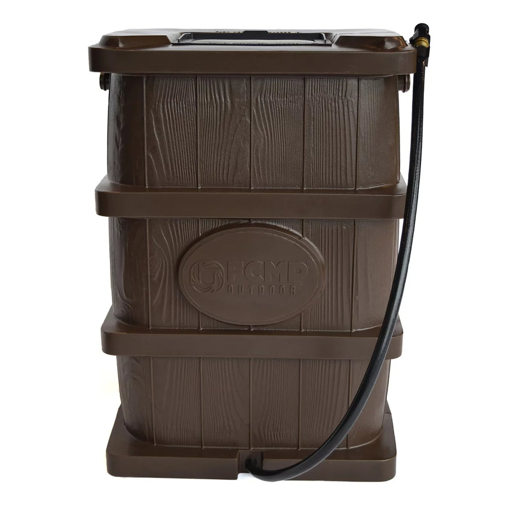 FCMP Outdoor 45 Gal Wood Grain Rain Liquid Catcher Barrel, Brown (2 Pack)