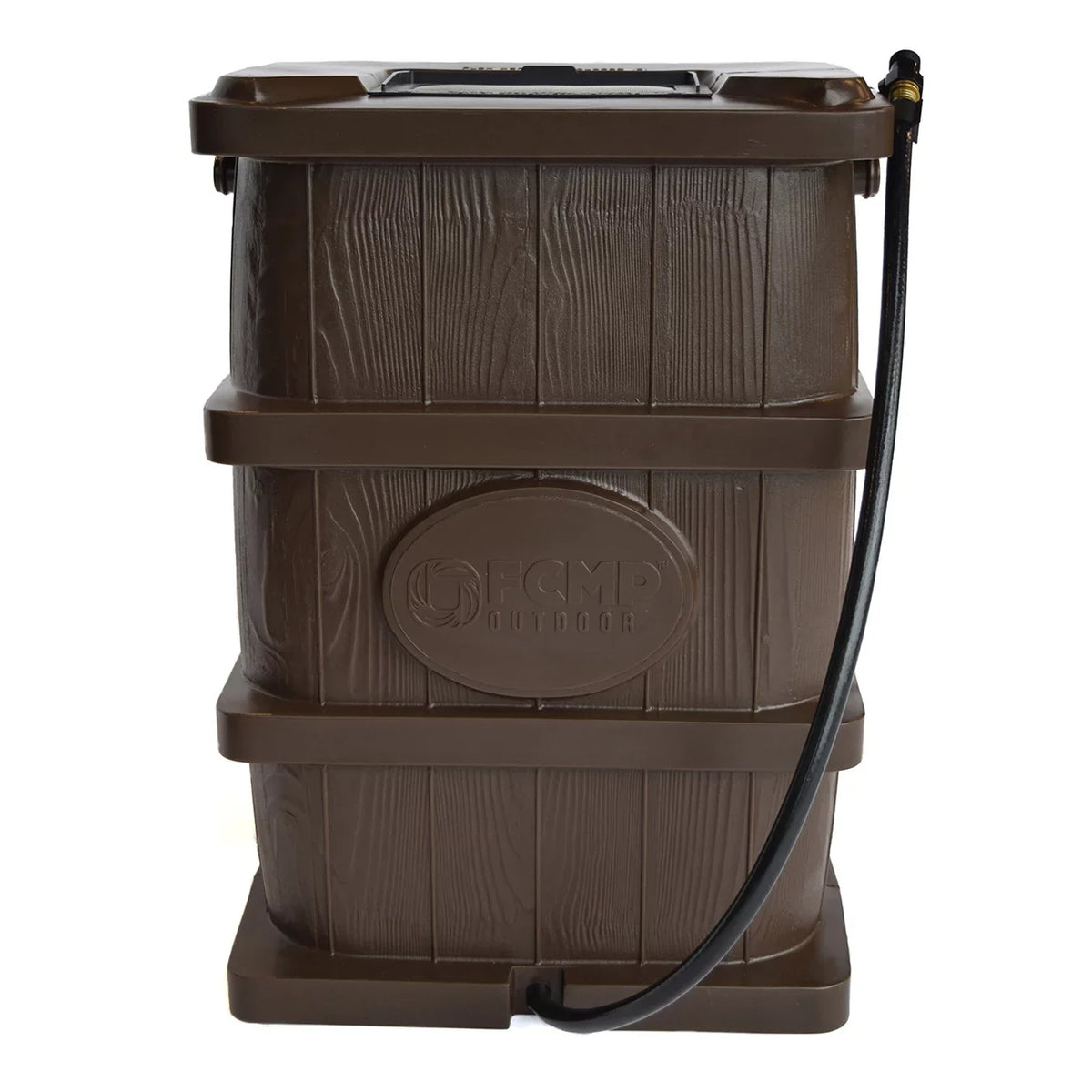 FCMP Outdoor 45 Gal Wood Grain Rain Liquid Catcher Barrel, Brown (2 Pack)