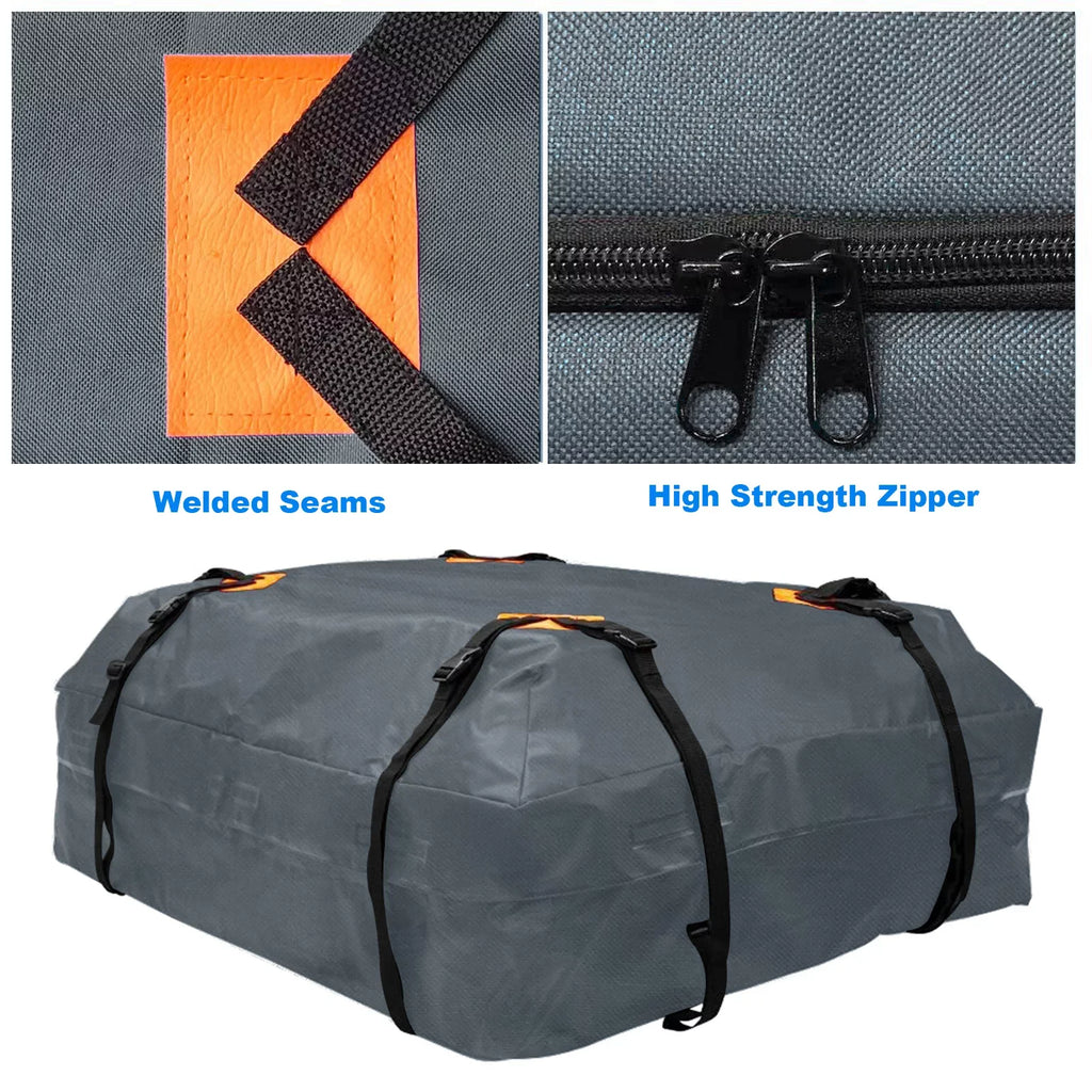Gecheer Cargo Bag Car Roof Cargo Carrier Universal Luggage Bag Storage Cube Bag Thickened 600D Fluid Gray for Travel Camping