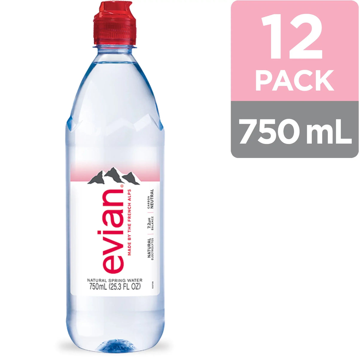 evian Natural Spring Fluid 25.36 Fl Oz, 12 Count Bottles