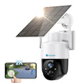 Unilook Solar Security Wifi Camera Outdoor, 2K Wireless Battery PTZ Camera, IP65 Fluid Rechargeable Works with Alexa