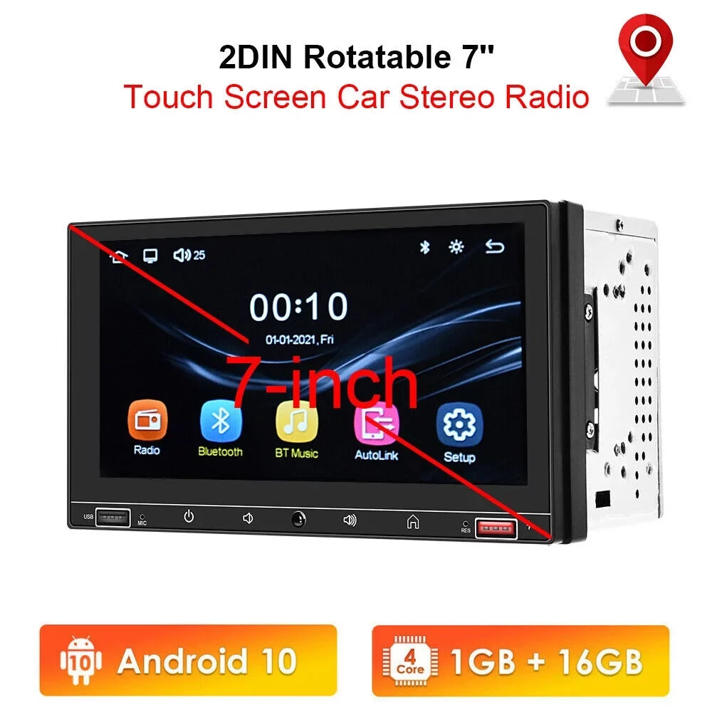 KingFurt 7" Double Din Car Stereo with Carplay & Android Auto Play MP5 Camera HD Monitor FM Radio, Mirror Link