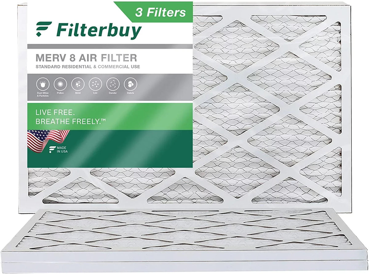 Filterbuy 10x30x1 MERV 8 Pleated HVAC AC Furnace Air Filters (3-Pack)