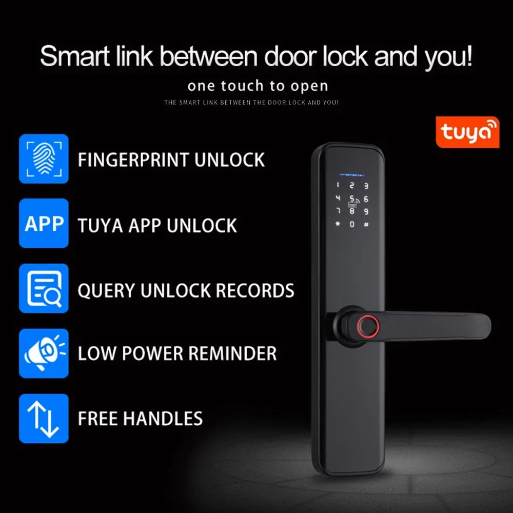 Dcenta WAFU Smart Lock Fingerprint Door Lock with Handle Deadbolt Key Attributes Compatible with APP