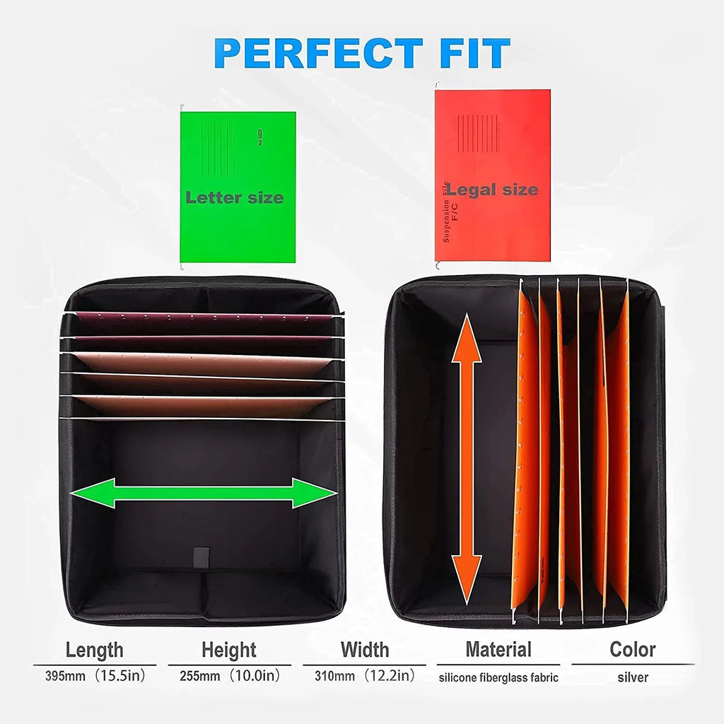 Andoer Fireproof Document Bag Fireproof Fluid Storage Box Suitable for Hanging LetterLegal Folder Magazine Files Book Portable Home Office Car Box with Lid