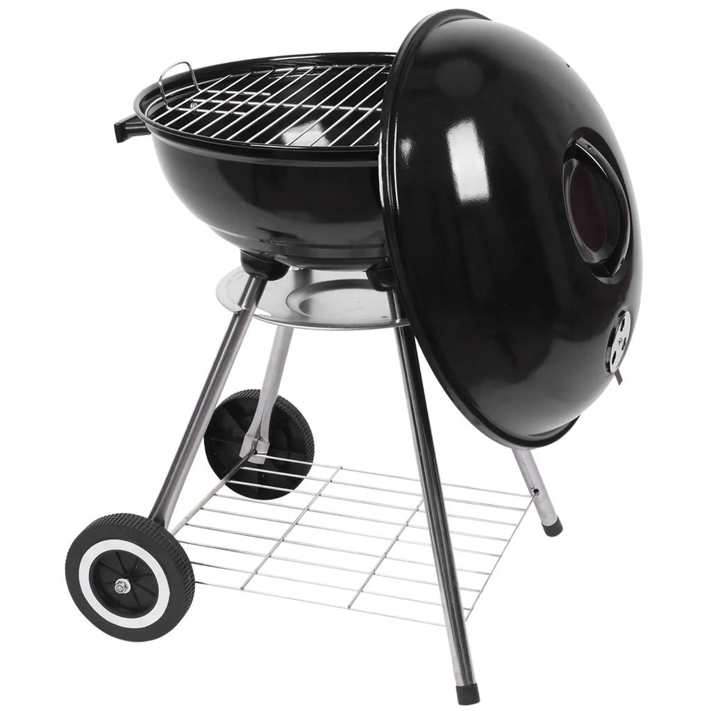 Charcoal Grill on Wheels, Outdoor Camping Grill with 18 inch Cooking Area, Steel BBQ Grill w/ Storage Grate