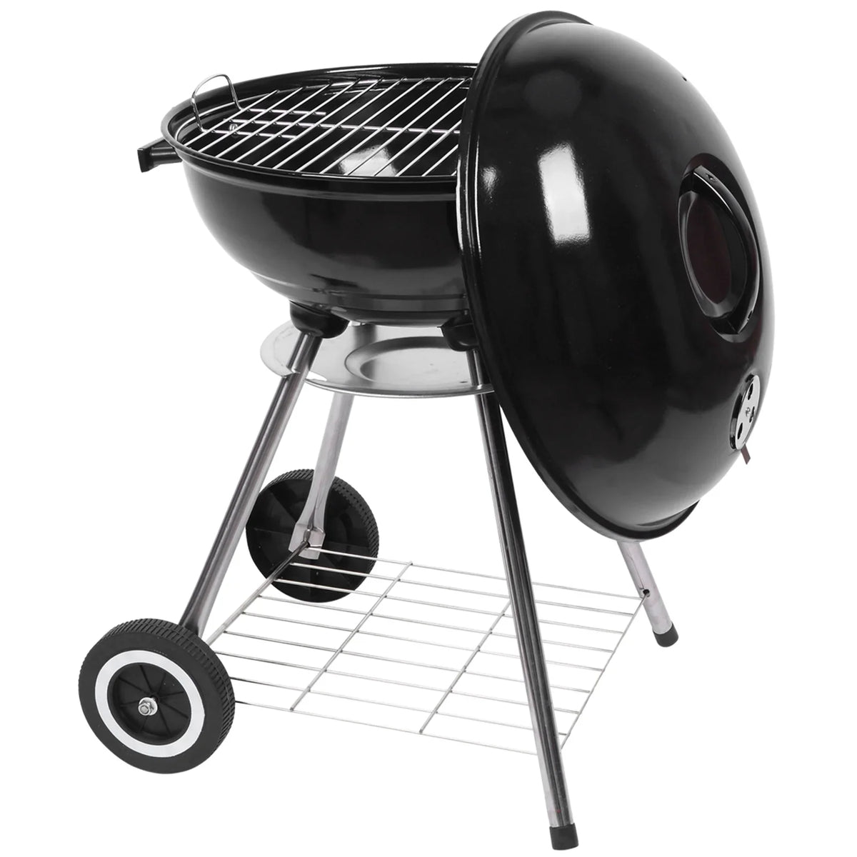 Charcoal Grill on Wheels, Outdoor Camping Grill with 18 inch Cooking Area, Steel BBQ Grill w/ Storage Grate