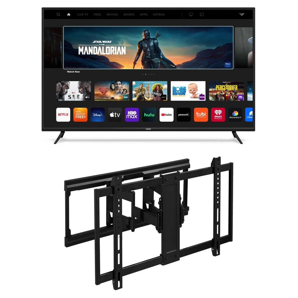 VIZIO 65" V655-J 4K TV with a onn. Ultra-Slim Full Motion TV Wall Mount, 50"-86"