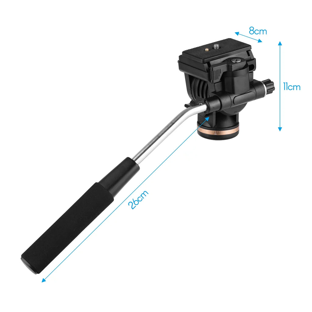 Docooler Professional Camera Video Fluid Drag Pan Head Damping Tripod Head 6kg Load Capacity with Handle 1 4 Inch Quick Release Plates Compatible with DSLR Cameras Camcorders