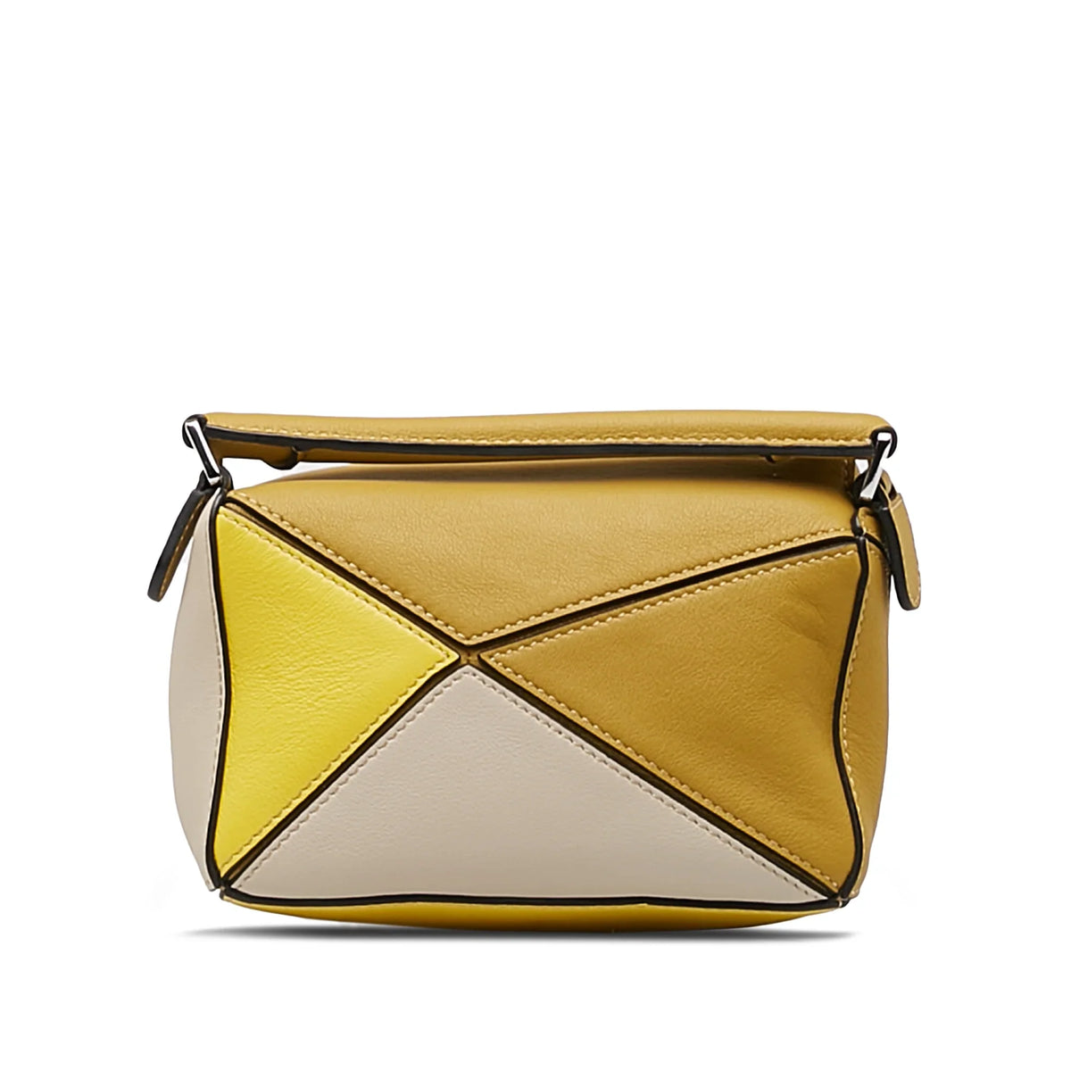 Pre-Owned Authenticated LOEWE Mini Puzzle Satchel Calf Leather Yellow Unisex (Good)