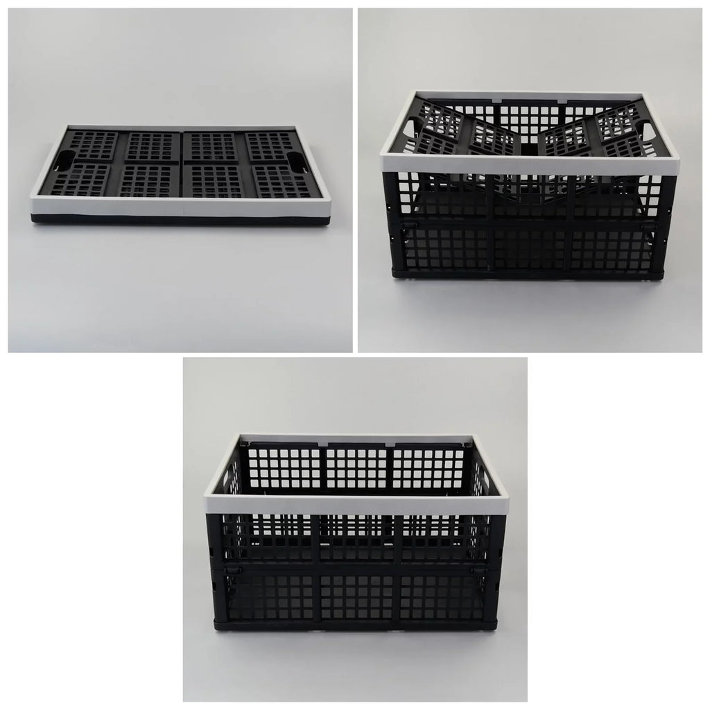 Yuright 4 Packs Plastic Collapsible Storage Crate, 42 Quart Stackable Folding Baskets Bin