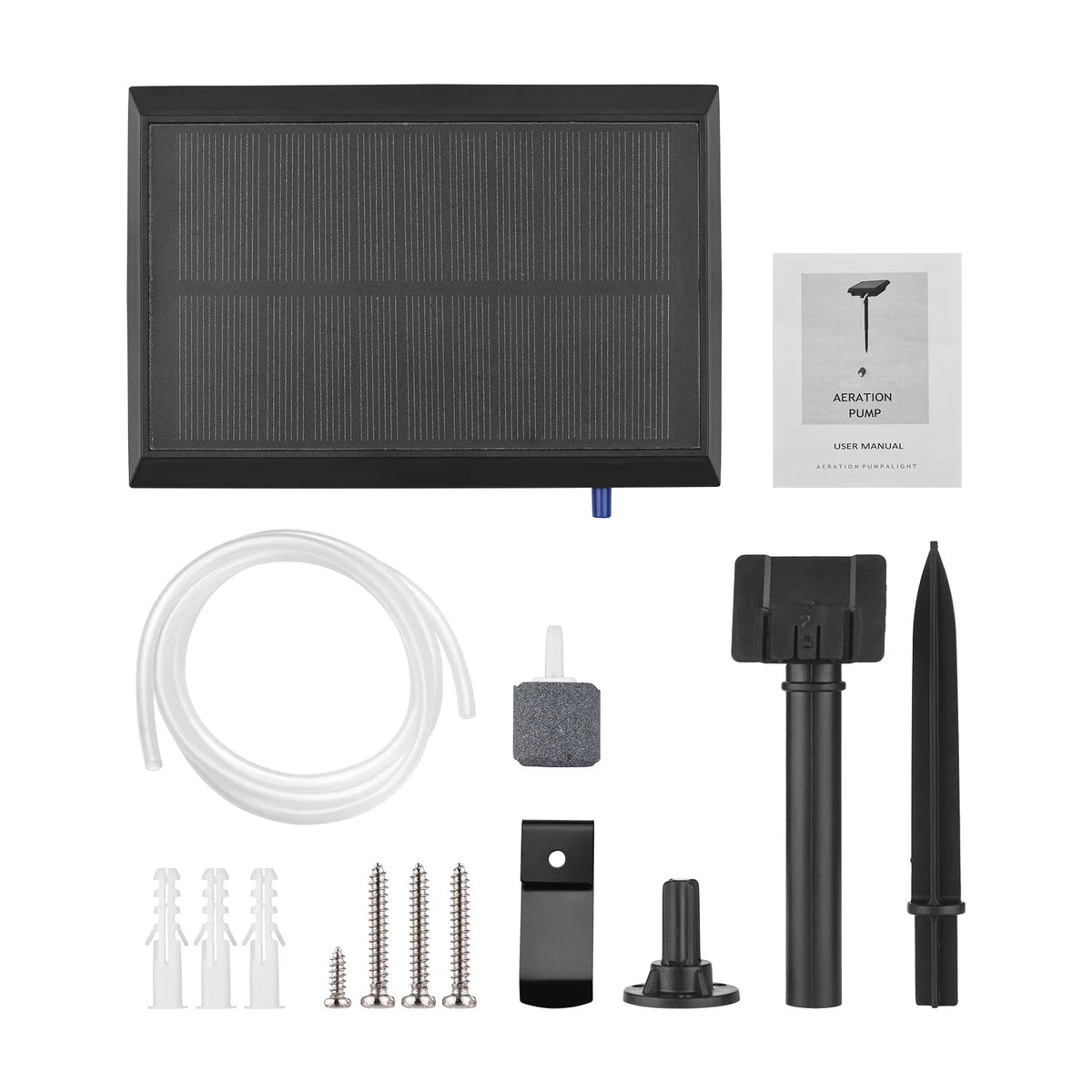 Htovila 5.5V 1.5W Solar Air Pump Fish Oxygenator with Aquarium & Air Bubble Stone Pond Pump Aerator Rechargeable for Fishing Fish Tranportation Small Ponds Pools Circulation Garden Landscap