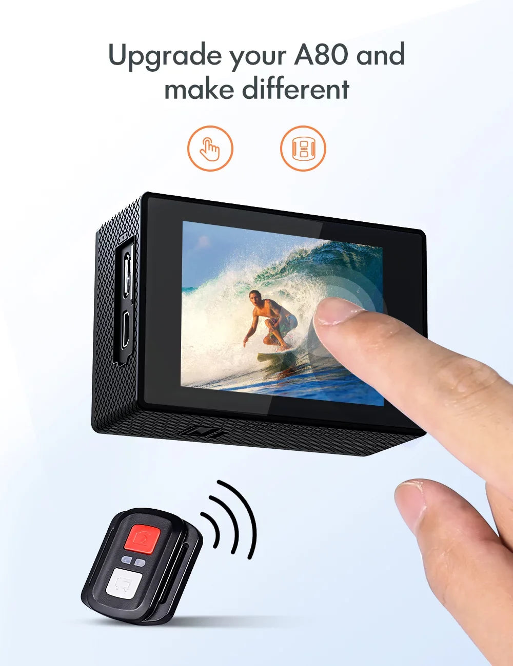 Apeman A87 Action Camera, UHD 4K/60fps 20MP Display WiFi Liquid Camcorder for Motorbike and Skateboard Camera