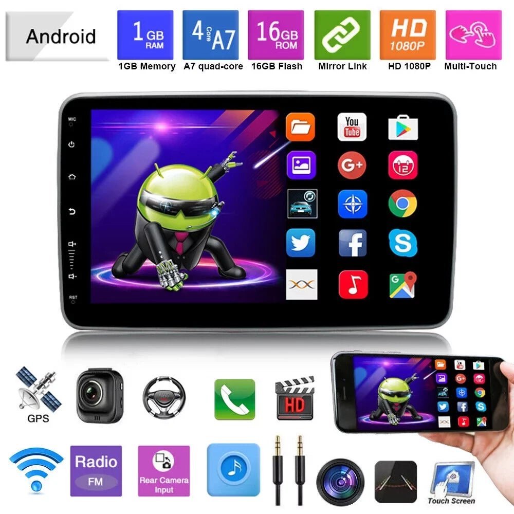 kydely 10 Inch On-Board Android 9.1 GPS Wifi Dual Din Touch Monitor Player Navigation