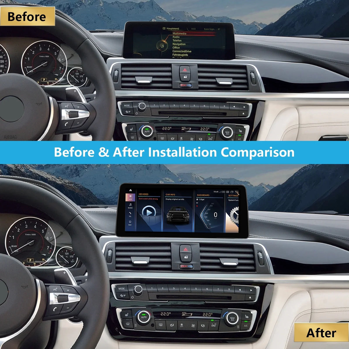 Road Top Android 13 Car Radio 10.25 Inch Display for 2013-2016 BMW 3/4 Series F30/F31/F34/F35/F32/F33/F36 with NBT, Multimedia Car Radio Supports Carplay, Android Auto, Mirrorlink, 8G + 256G