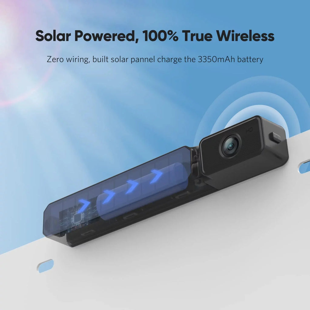 Foxpark Solar RV Wireless Backup Camera 5" Monitor Rear View Camera 2 Channels Trailer Reverse Camera for Van,Camper Highway Observations System (Solar 3)