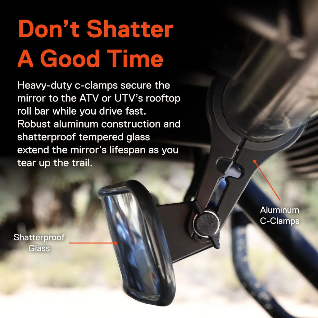 17" Convex Rear View Mirror For UTV ATV [1.75"/2" Roll Bar Clamp] [Wide Visibility] [Shatterproof Glass] Rearview Mirror for Polaris RZR Turbo PRO XP, Pioneer Can-Am Yamaha Kawasaki