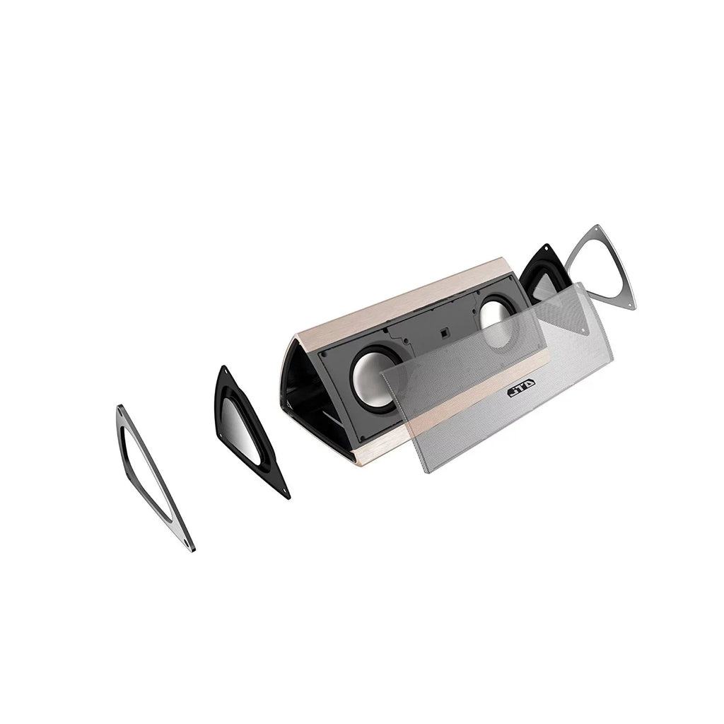 JTD Portable Wireless Bluetooth Speaker W/ 3D Surround Stereo Sound &amp; Full Metal Housing - Latest CSR Bluetooth 4.0 &amp; Hands-free &amp; 8hrs Playtime &amp; MOSOUND BASS (3D-Surround Gold)
