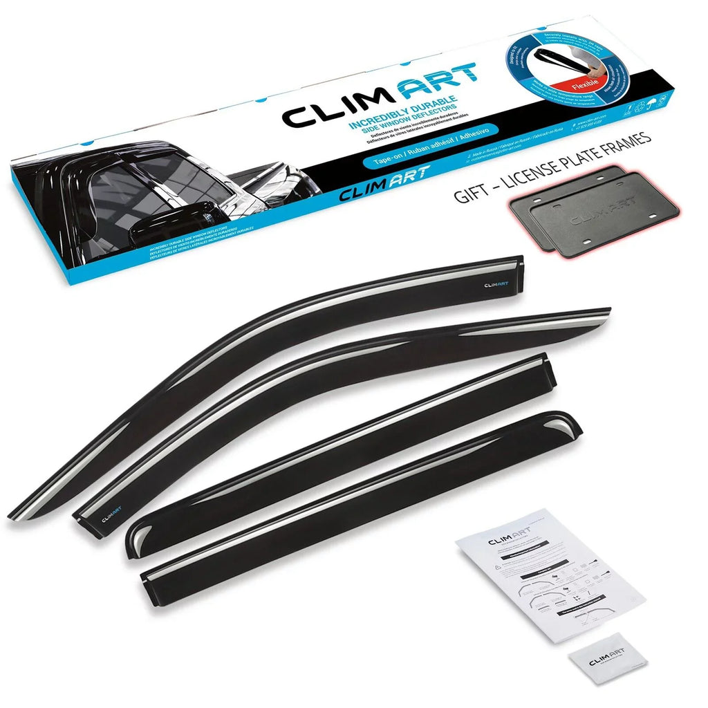 CLIM ART Incredibly Long-lasting Rain Guards Compatible with Chevrolet (Chevy) Silverado/GMC Sierra 1500 2019-2024 Crew Cab, Truck Accessories, Tape-on Window Deflectors, Vent Window Visors, 4pcs- 419160