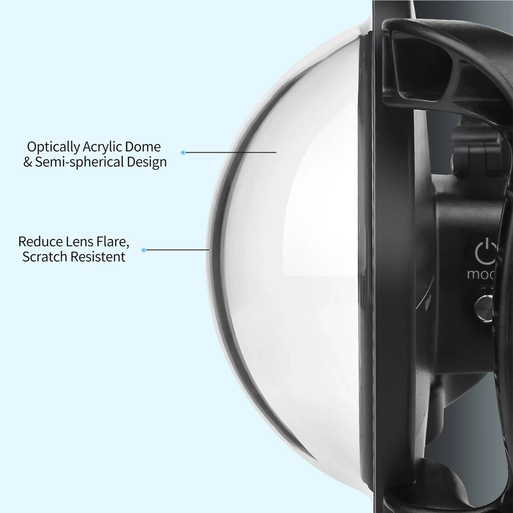 Fluid Dome Port Case for 9 Black and 10SHOOT XTGP559, Dual Handle, 45m Liquid 180° Wide Angle
